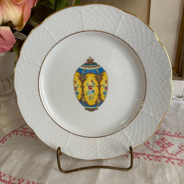 Faberge Style Egg Plate/Vintage Limoges Decorated Egg Plate 7 1/2” Italy/Sold Separately