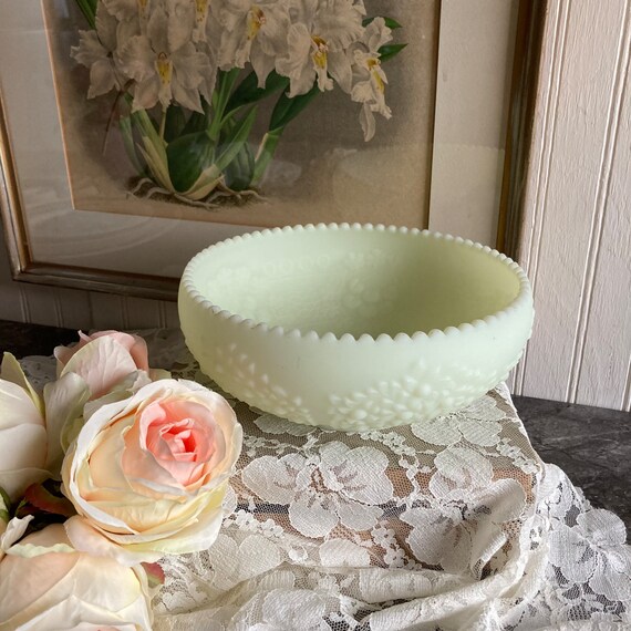 Fenton Custard Glass Bowl/satin Custard Glass Bowl Etsy
