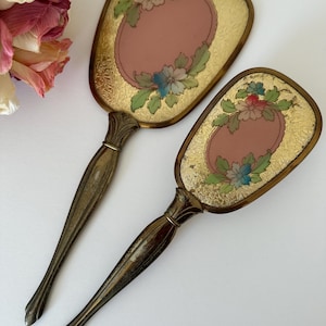 Vintage Vanity Set/Shabby Chic Hand Mirror Hair Brush Set/As Found