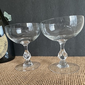 Vintage Crystal Champagne Glasses Pair/Princess Margaret Pattern