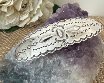 LOVELY Vintage Navajo Hand-stamped Sterling Barrette Set - Etsy display picture 1