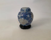 Japanese Imari Floral Blue White and Gold Ginger Jar 1960s