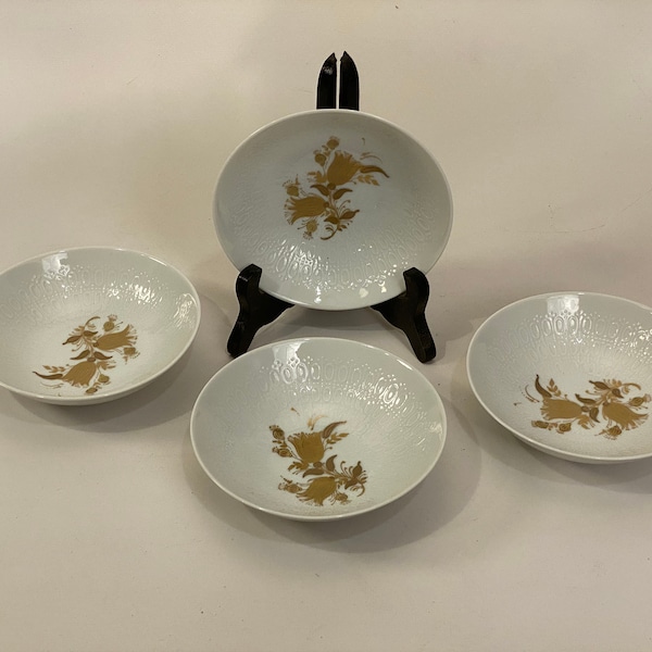 Bjorn Winblad for Rosenthal Romare White Porcelain and Gold Dessert Bowls