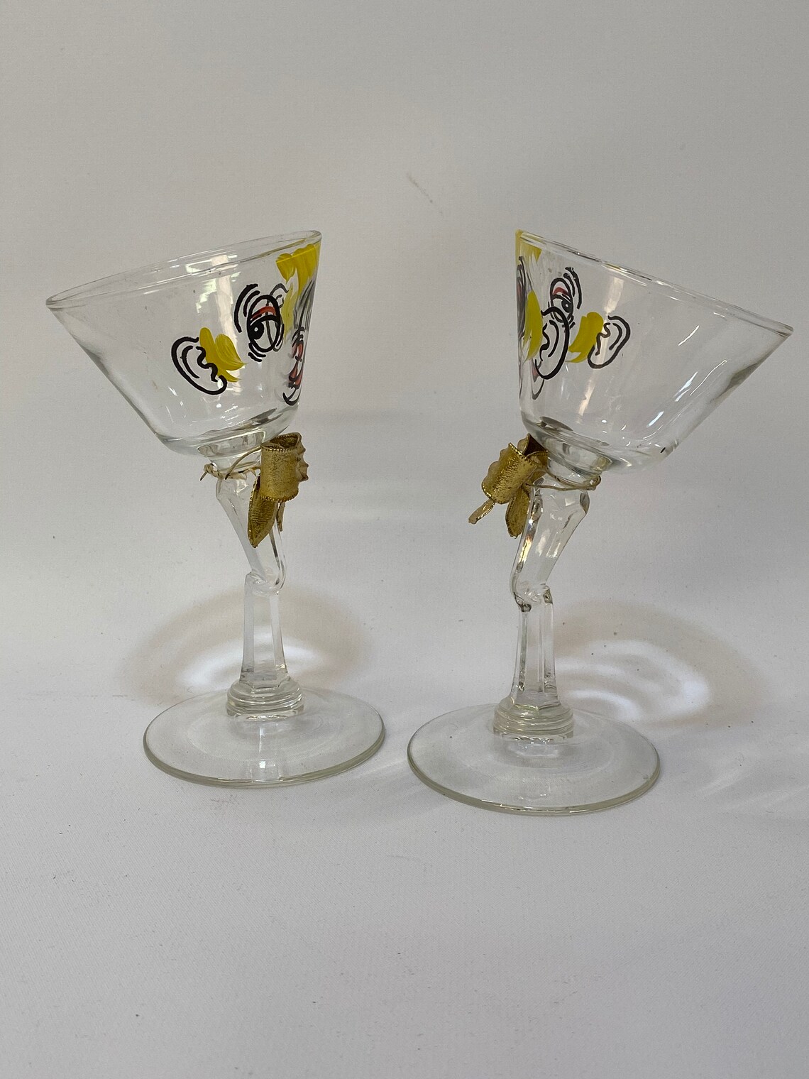 1950s Pair of Novelty Tipsy Drinking Glasses Kitsch Barware Etsy