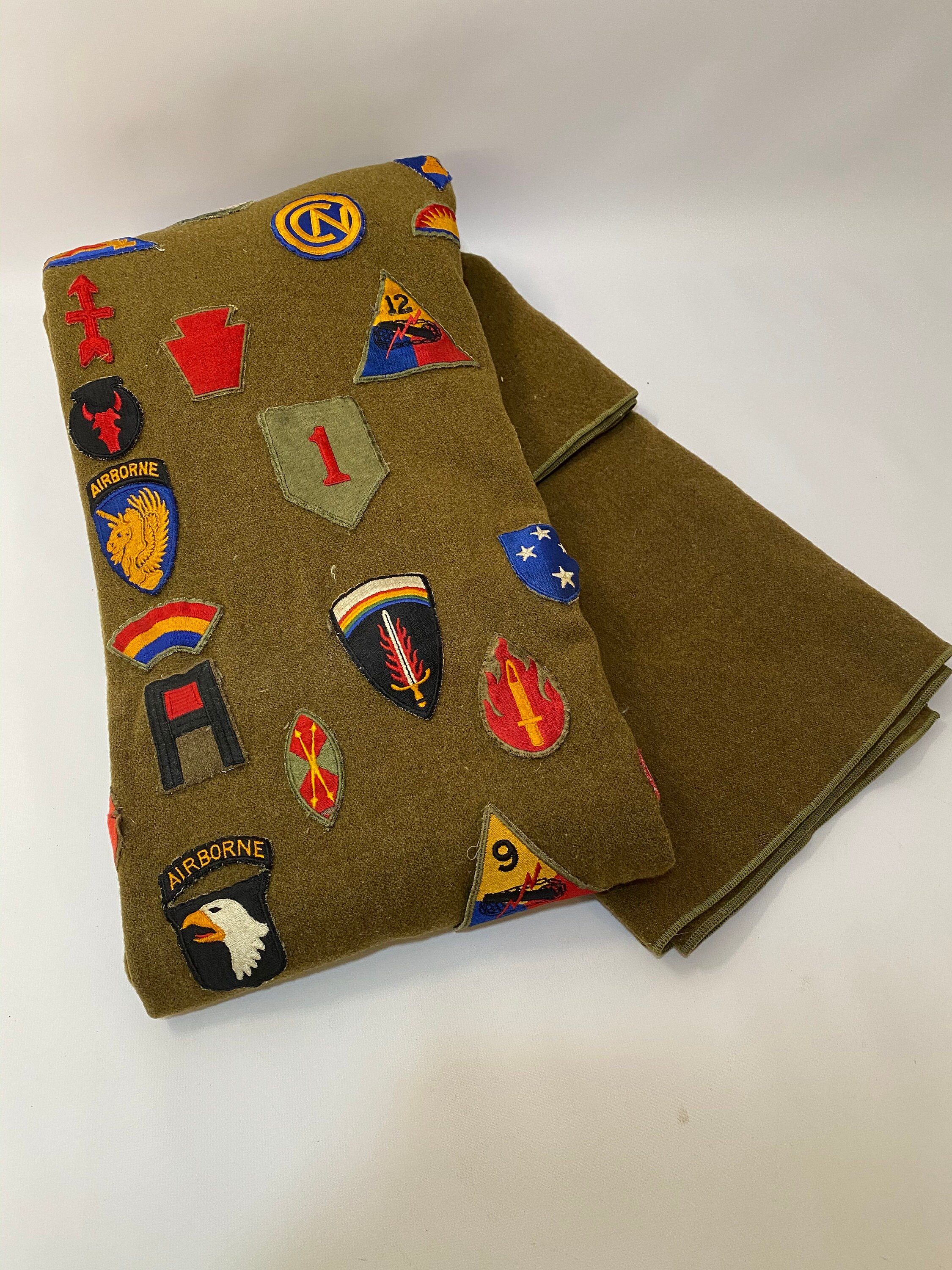 Military Issue Wool Blanket with Divisional Patches Etsy