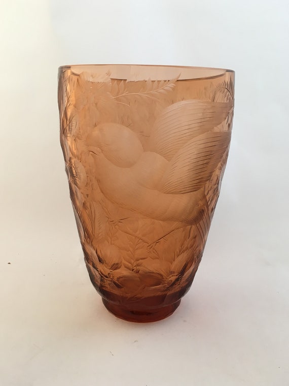 Moser Crystal Faceted And Carved Paradise Vase Czech Bohemia Etsy