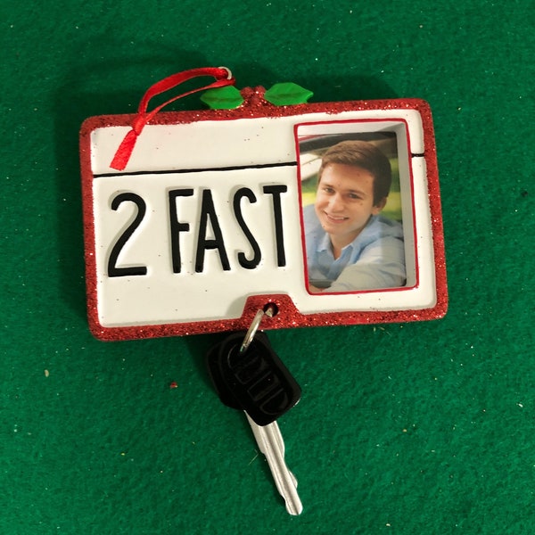 Personalized Christmas Ornament, 2 Fast Driver License Picture Frame, Free Shipping