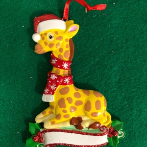 Personalized Christmas Ornament, Christmas Giraffe, Free Shipping