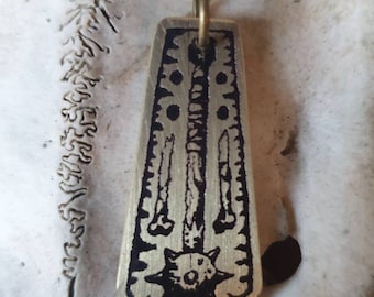 Collar pequeño con estrella de la mañana hecho de latón o colgante oculto grabado en cobre, guerrero, joyería de brujas, punk, gótico, fin de los tiempos,