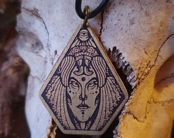 Collar con suma sacerdotisa de latón o cobre, colgante ocultista, collar de brujas, joyería de brujas, punk, gótico, fin de los tiempos, tarot, magia,