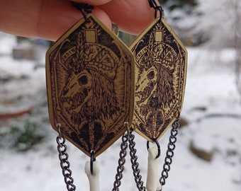 Pendientes de hueso de Drácula-Joyería de hueso hecha a mano, Joyería de vampiros, Joyería natural, Medieval, Punk, Gótico, Fin de los Tiempos, Pendientes de bruja