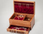 Jewelry Box, Ladies Jewelry Box, Wood Jewelry Box, Fifth Anniversary Gift,  African Mahogany with Quilted Makore lid. S/N 1017-015-004