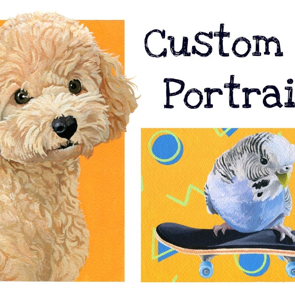 Custom Pet Portrait gouache painting