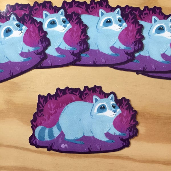 Cute Nighttime Raccoon Stickers