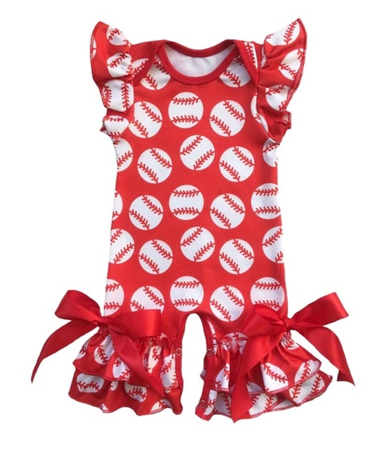 baby girl baseball romper