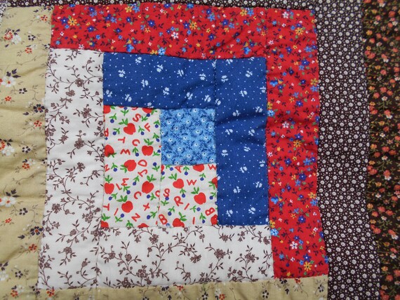 Vintage Log Cabin Barn Raising Quilt Homemade Indiana Etsy