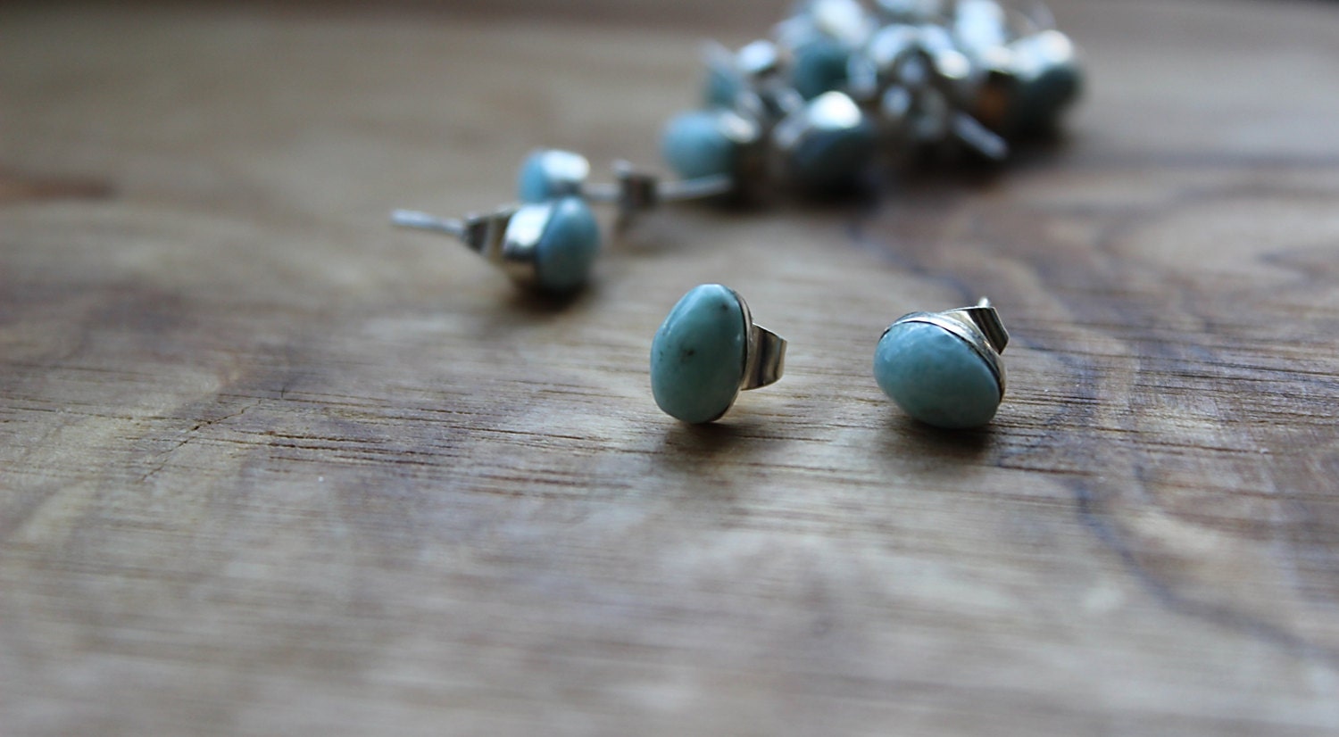 Silver Palace Orecchini pendenti Larimar in argento sterling 925 naturali da donna