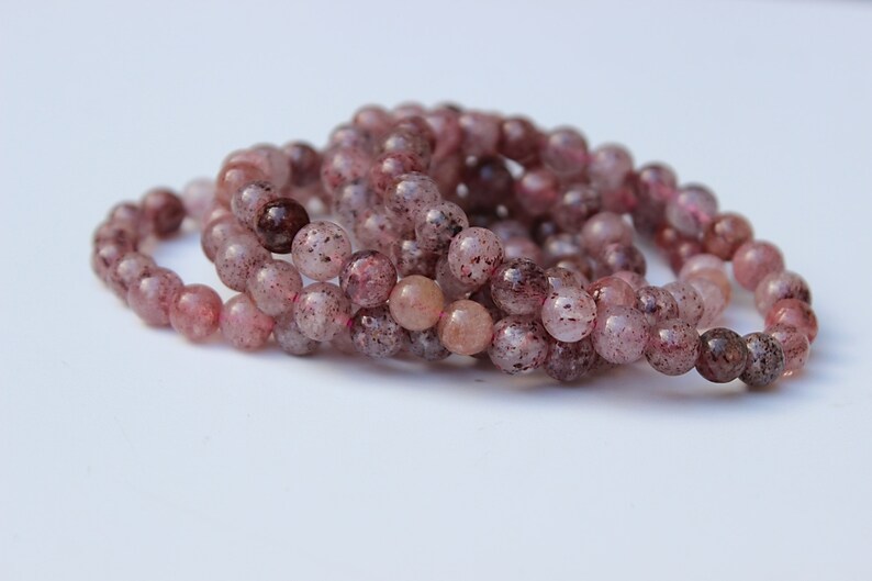 Strawberry Quartz Beaded Bracelet