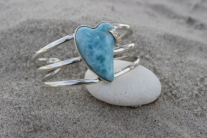 Bracelet Argent 925 et Larimar BLUE HEART