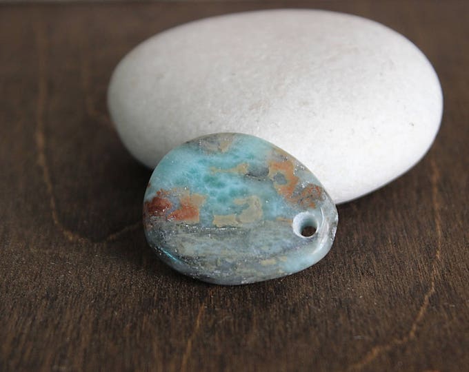 Caribbean Larimar Pendant, Teardrop Cabochon, Pectolite, Atlantis Stone ...