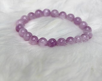 Kunzite Beaded Bracelet / Purple Kunzite Bracelet / Healing Stone Bracelet