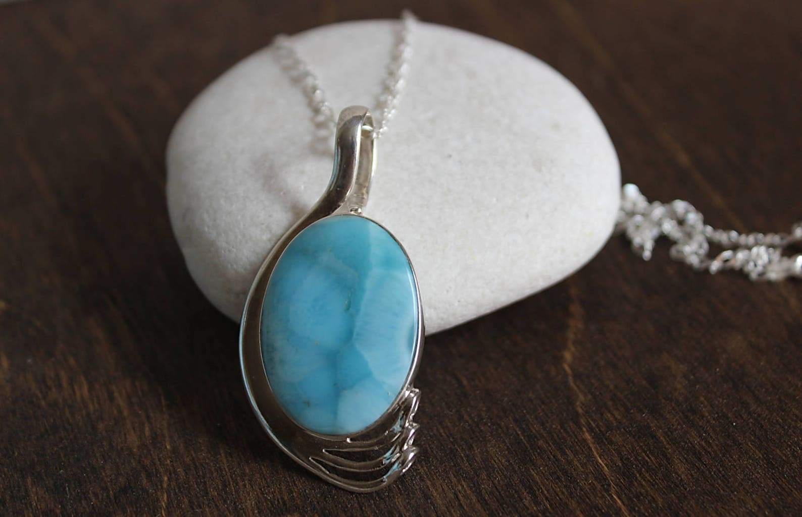 Larimar Jewelry Set: Stud Earrings and Ring in Sterling Silver | Ross