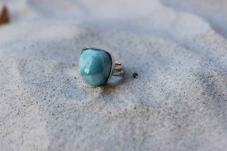 Size 6 14 Larimar Freeshaped Sterling Silver Ring