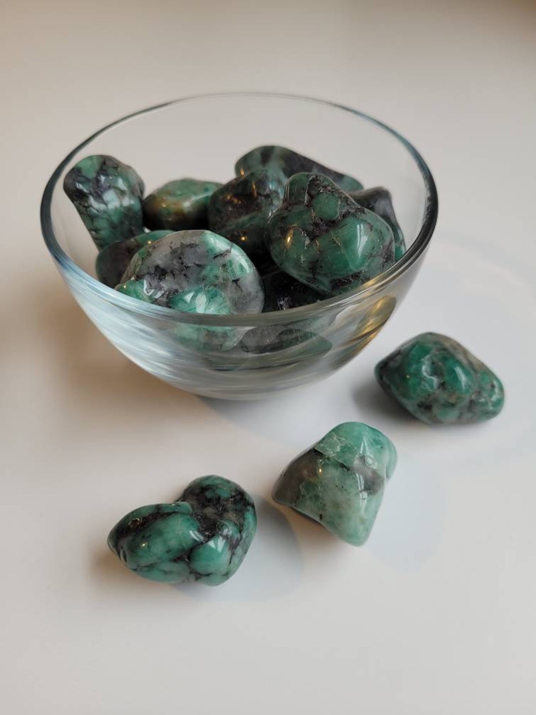 African Emerald Gemstone Tumbled Stone / Tumbled Gemstone