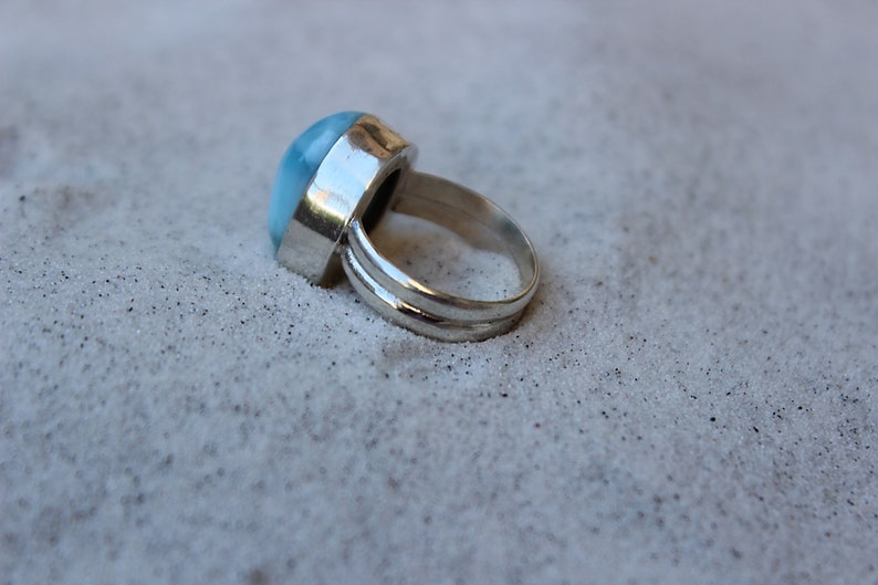 Size 6 14 Larimar Freeshaped Sterling Silver Ring