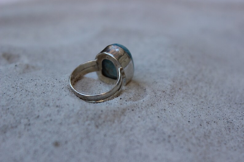 Size 6 14 Larimar Freeshaped Sterling Silver Ring