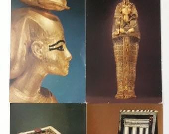 Four Vintage Postcards, Photos ofTreasures of Tutankhamun, Egyptian Art, Collectible Cards, Historical, 4x6" card, Collection Cards or Mail