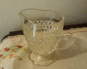 Glass Creamer, Small Depression Glass Creamer, Indiana Glass, 1920's, Clear, Serving Cream, Molded Glass, Perfect, Gift Idea, Unusual