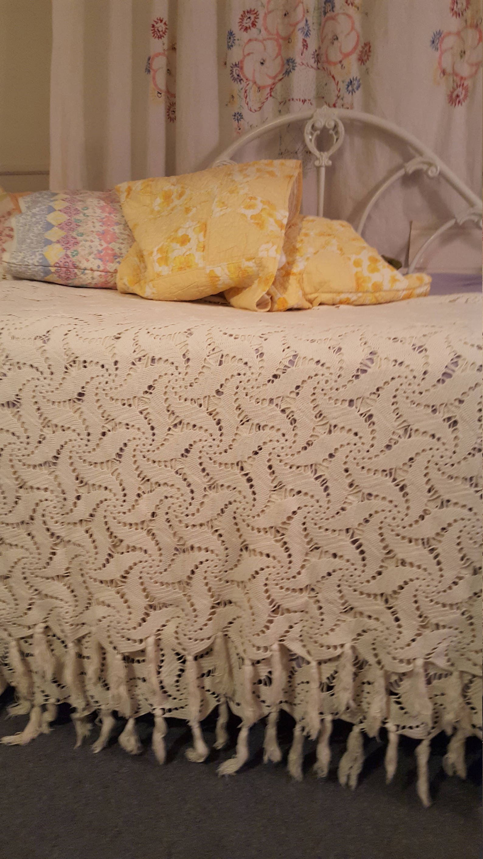 Handmade, Crocheted Bedspread Cover Queen Size , Pinwheel Design, 96 ...