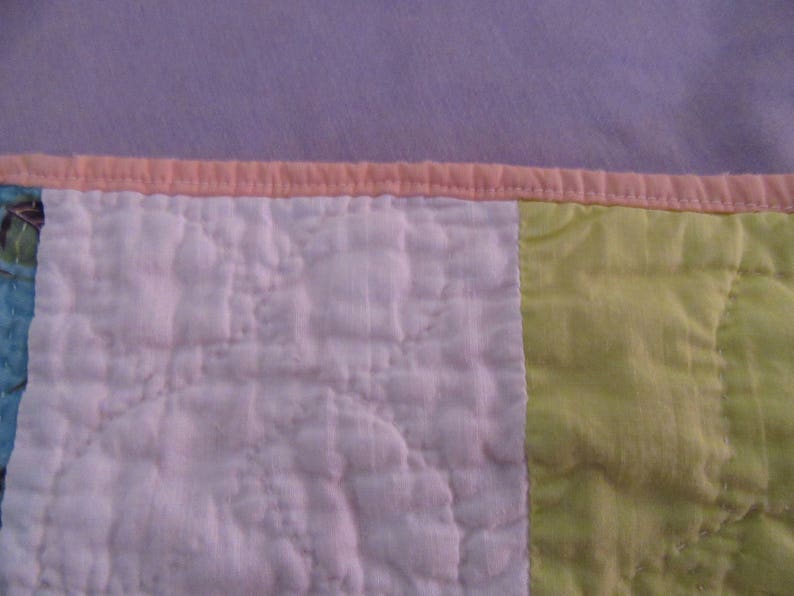 full size bed cream orange color back Star Pattern 25 unique stars 74 by 76 friend gift Spring Summer Colors Homemade Vintage Quilt