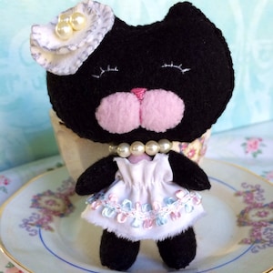 Instant Download PDF Pearl Kitty Doll PDF Tutorial and Pattern For Making a Tiny Soft-Jointed Kitty, Dress, and Hat