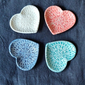 Ceramic heart, hand made, with lace motif from island Pag, Croatia. image 4