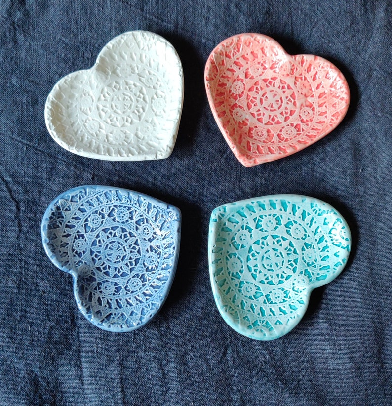 Ceramic heart, hand made, with lace motif from island Pag, Croatia. image 4