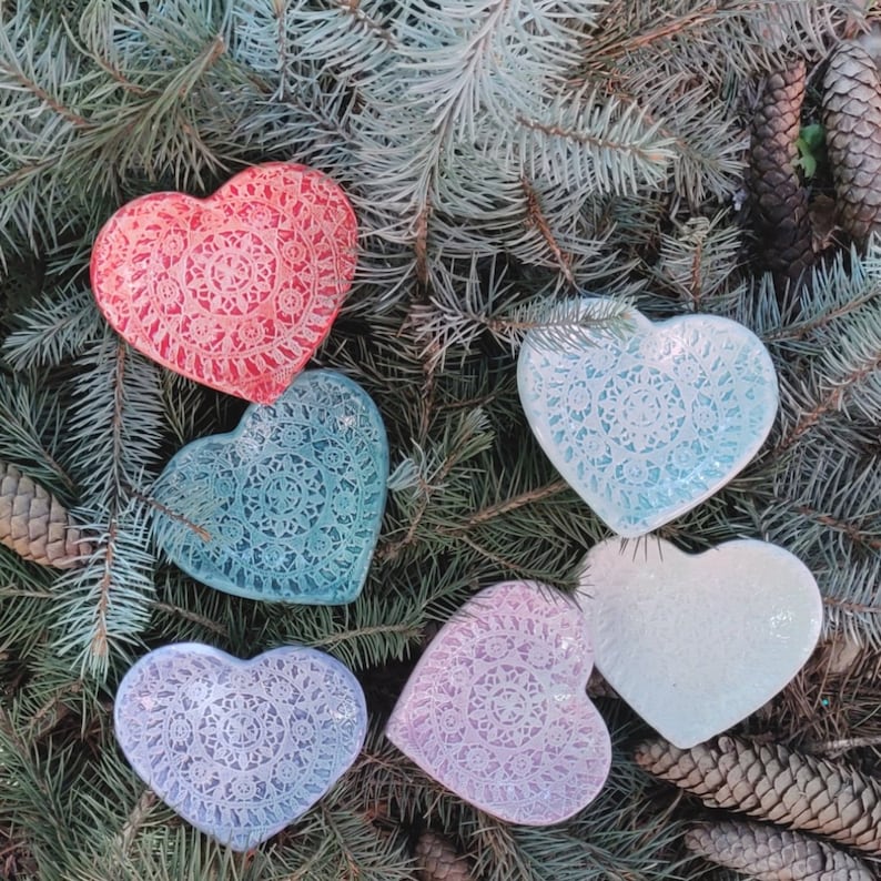 Ceramic heart, hand made, with lace motif from island Pag, Croatia. image 2