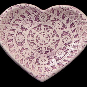 Ceramic heart, hand made, with lace motif from island Pag, Croatia. image 3