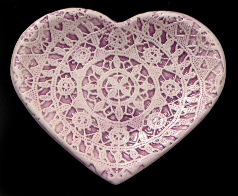 Ceramic heart, hand made, with lace motif from island Pag, Croatia. image 3