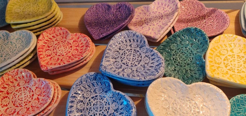 Ceramic heart, hand made, with lace motif from island Pag, Croatia. image 10