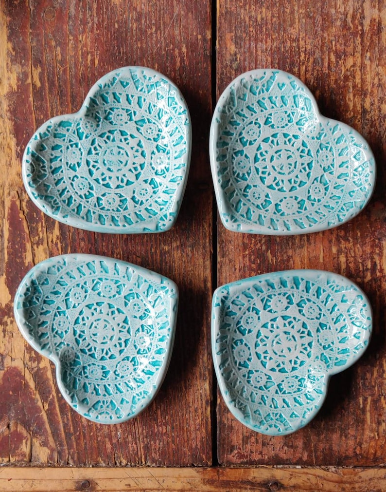 Ceramic heart, hand made, with lace motif from island Pag, Croatia. image 9