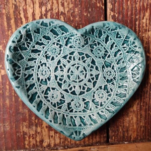 Ceramic heart, hand made, with lace motif from island Pag, Croatia. image 8