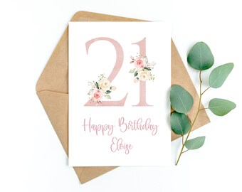 Carte D Anniversaire 21 Etsy