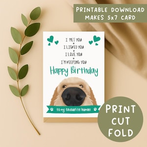 Printable Birthday Card for Dog Dad or Dog Mum - Favourite Human Dog Card - Cream Dog Birthday Card from the dog