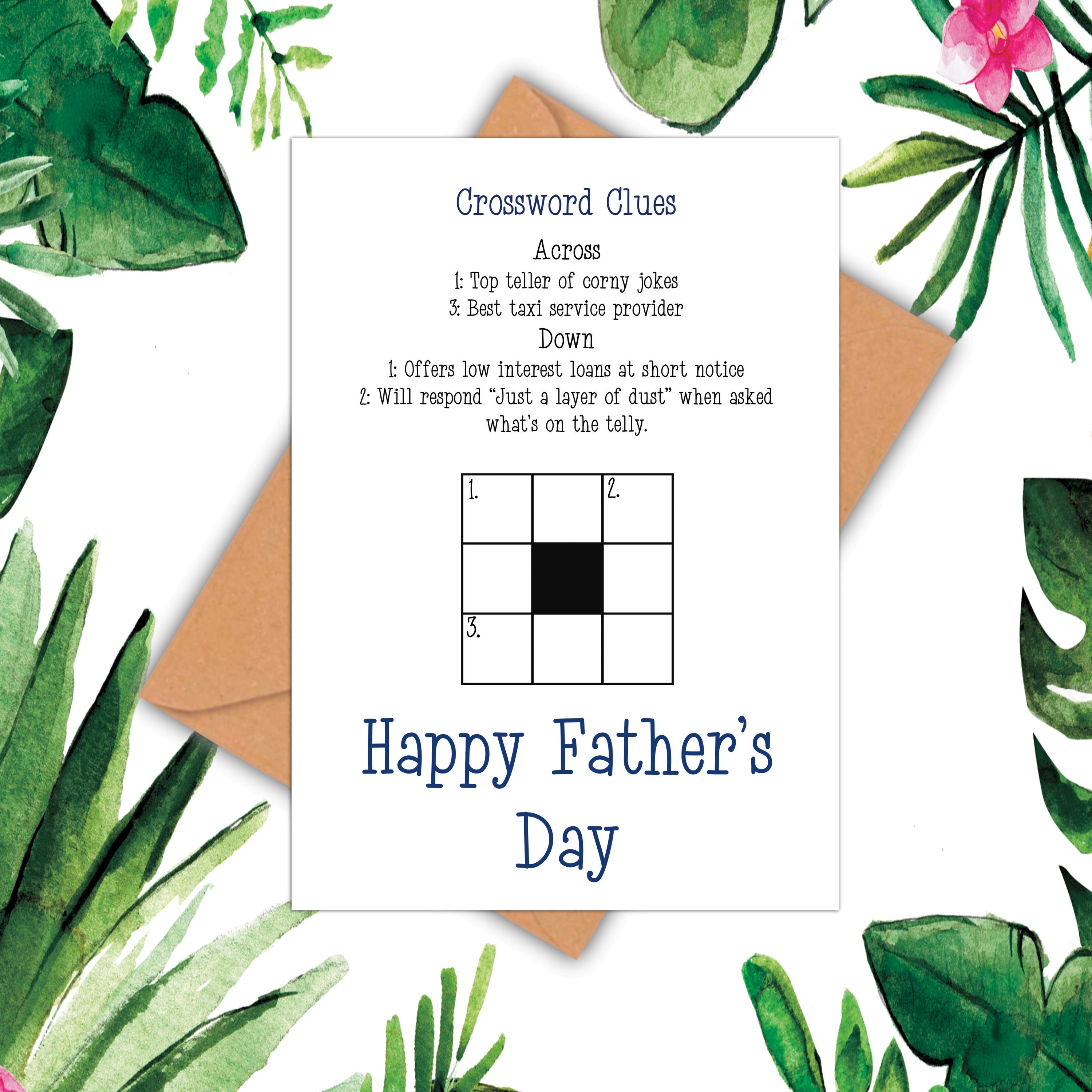 Crossword Fathers Day Card Puzzle Fathers Day Card Funny | Etsy