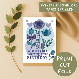 Printable Flowers Birthday Card