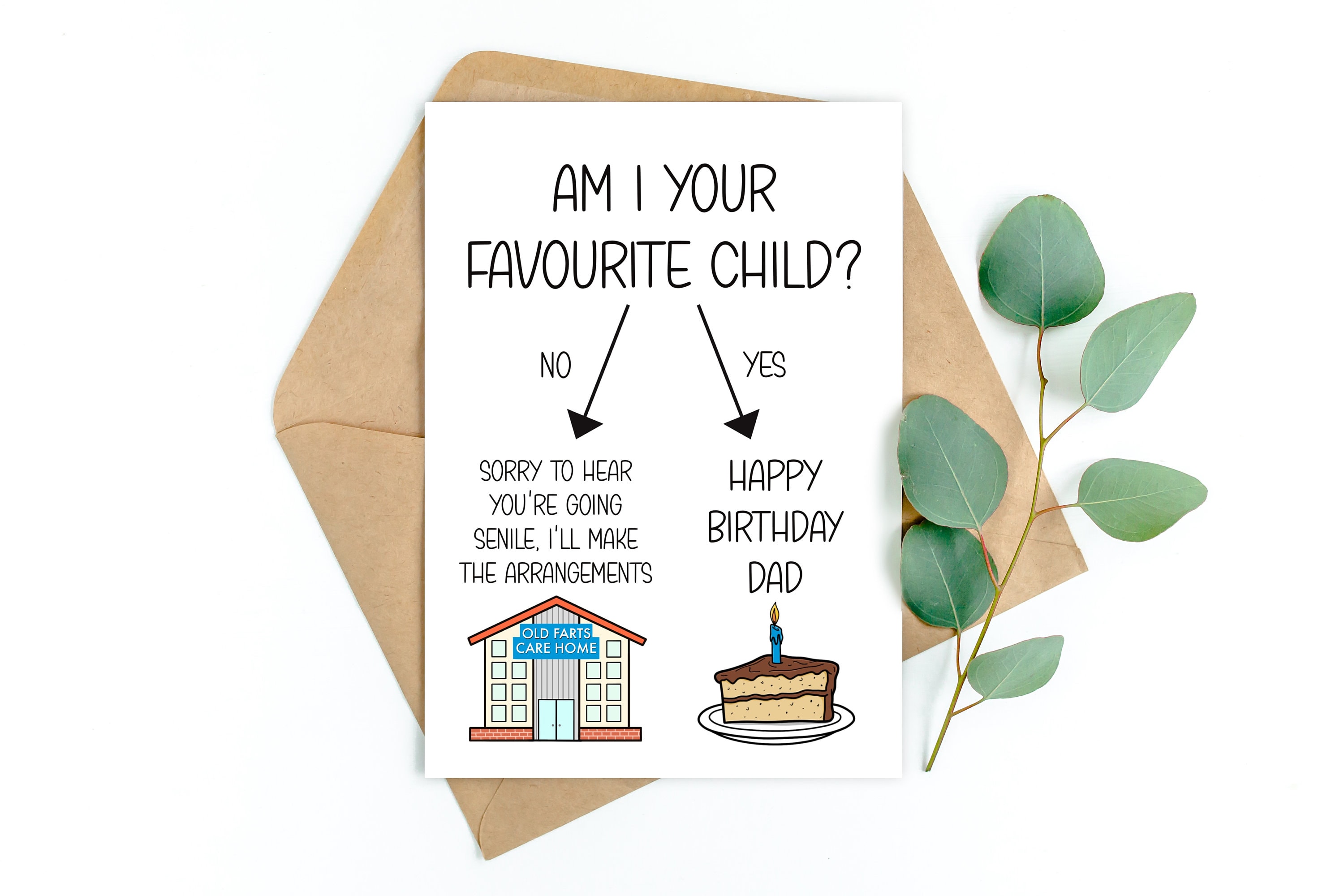 Dad Birthday Card Favourite Child Father Birthday Card Funny