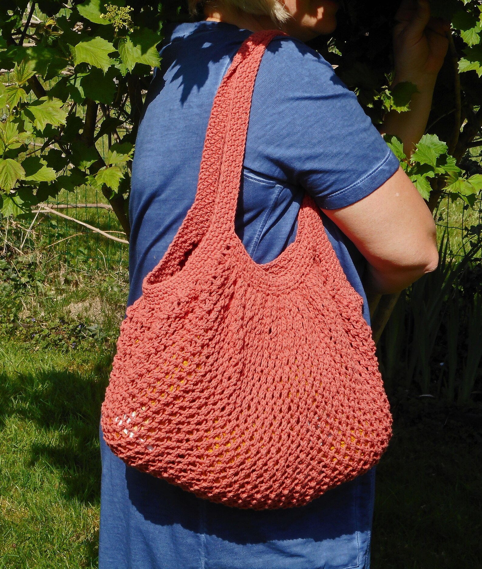 Burnt orange crochet bag with handles summer cotton tote boho Etsy