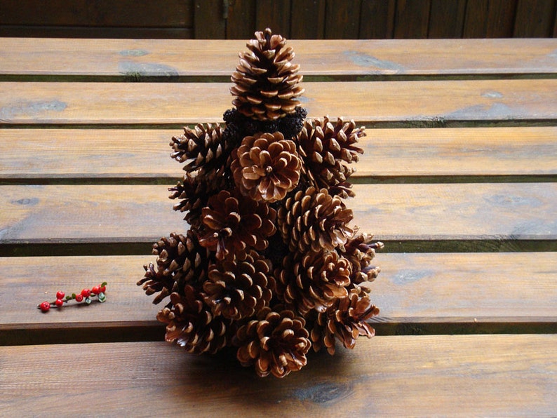Small pine cone Christmas tree table top tree holiday decor nature Christmas decor mini xmas tree image 3